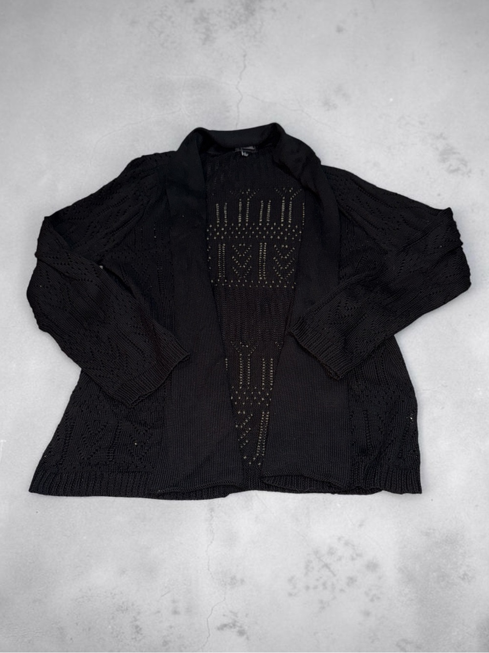 Notations Black Open-Front Knit Cardigan Shawl (L)